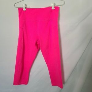Zyia Active Bright Pink Zipper Pocket LNT Light N Tight Crop Leggings Size 6-8